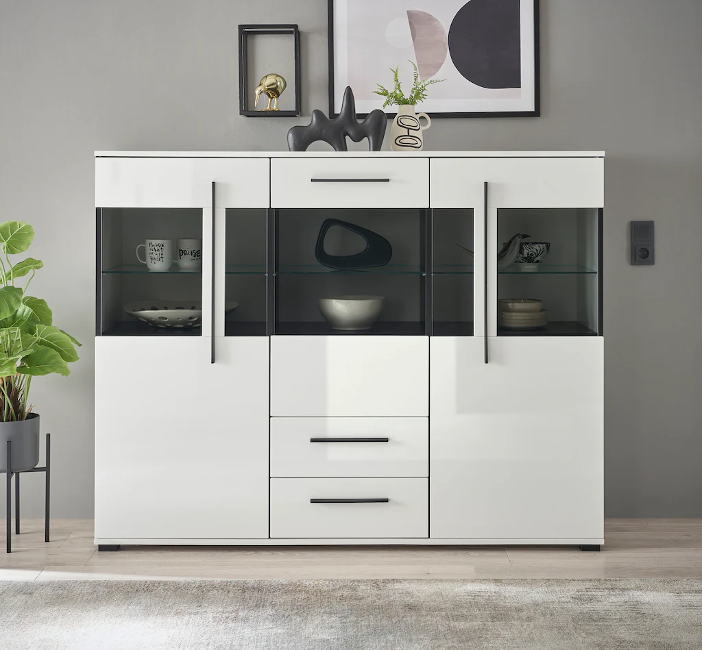 INOSIGN Highboard "Cantara, moderner Schrank, Vitrine in Eiche Dekor oder w günstig online kaufen