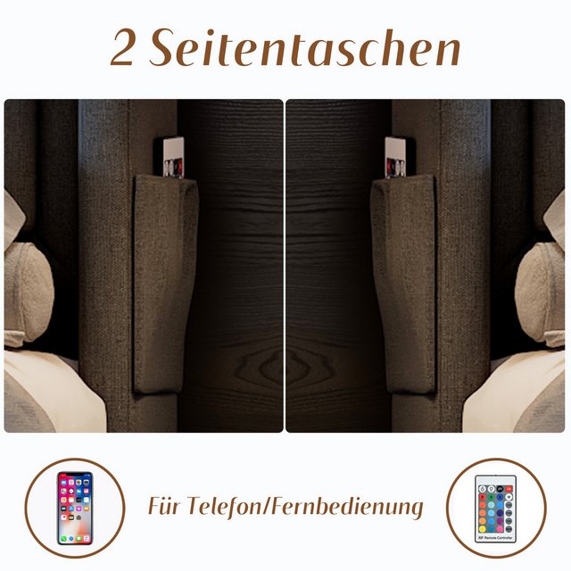 HAUSS SPLOE Polsterbett 140x200cm mit Led, Ladefunktion und 4 Schubladen, G günstig online kaufen