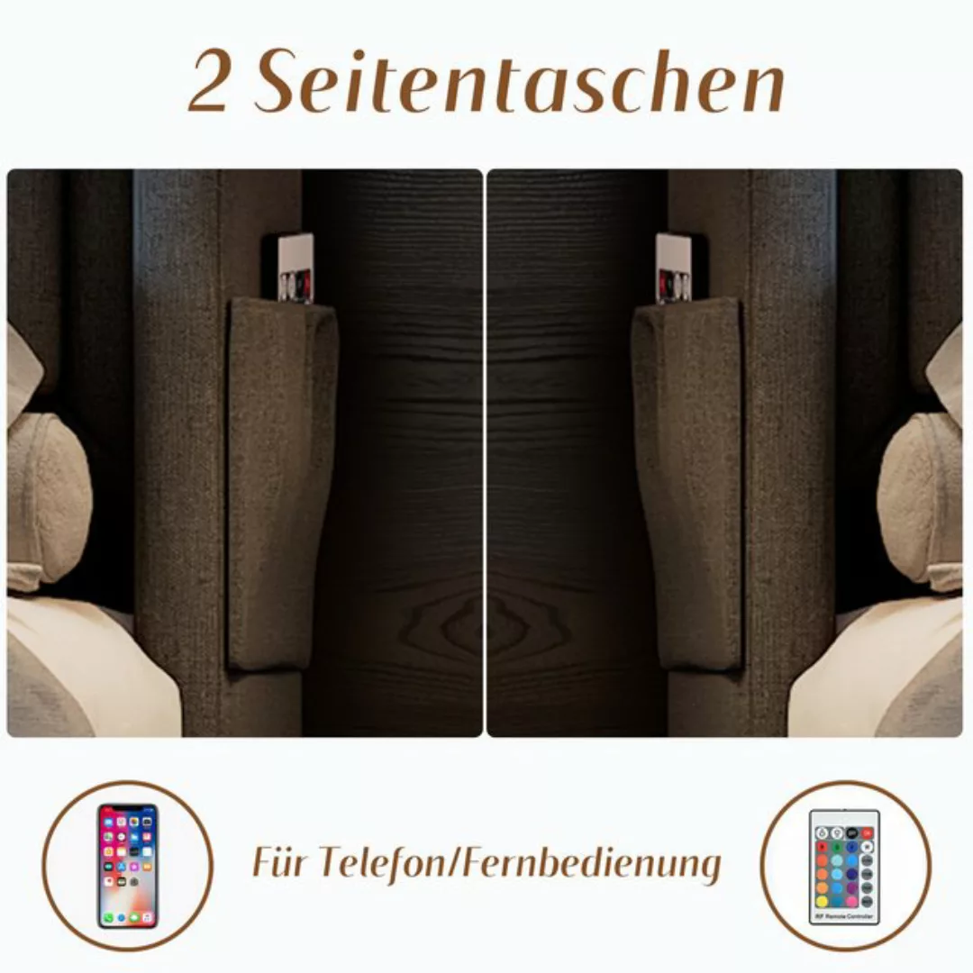 HAUSS SPLOE Polsterbett 160x200cm mit Led-Kopfteil, Ladefunktion, Hydraulis günstig online kaufen