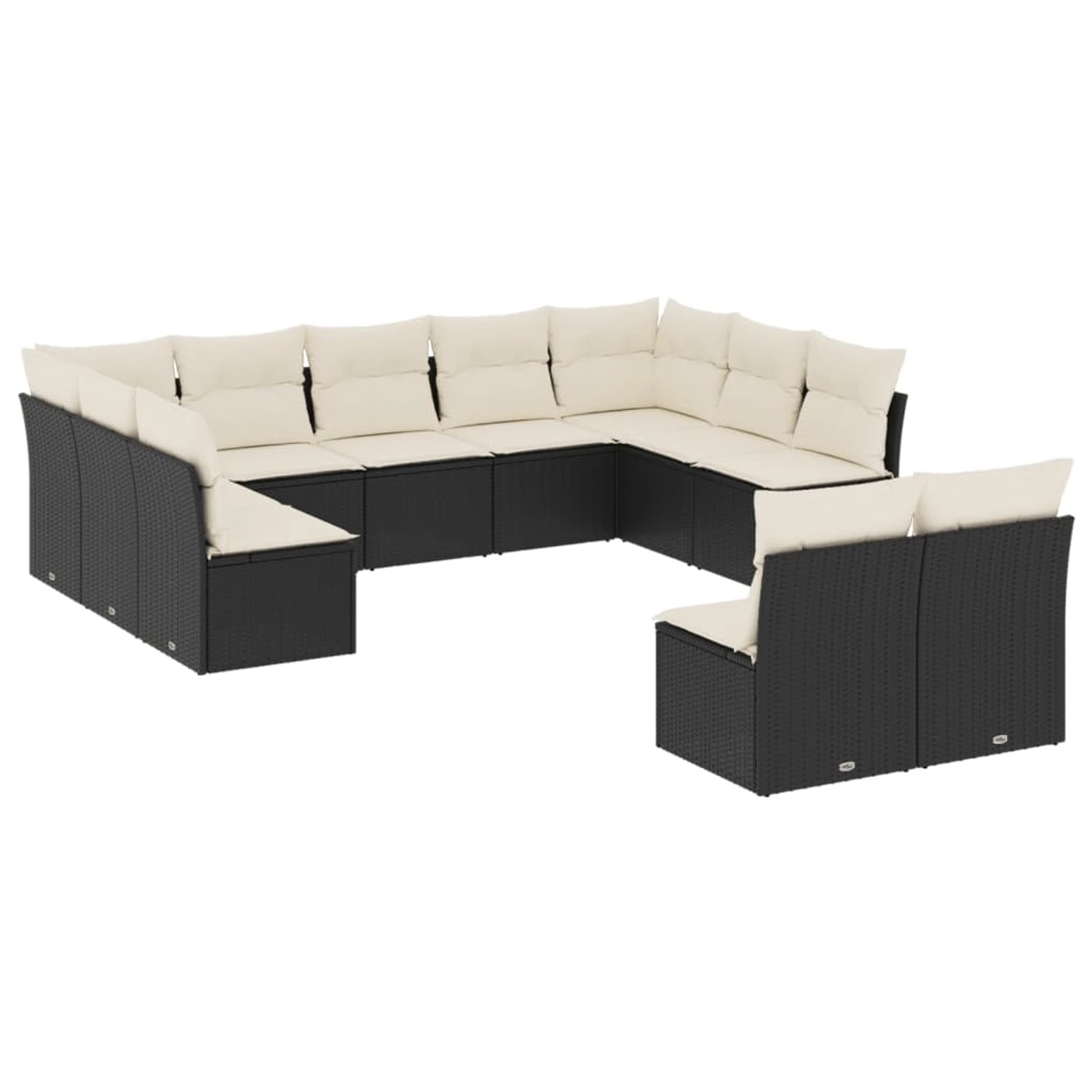 vidaXL 11-tlg Garten-Sofagarnitur mit Kissen Schwarz Poly Rattan Modell 5 günstig online kaufen