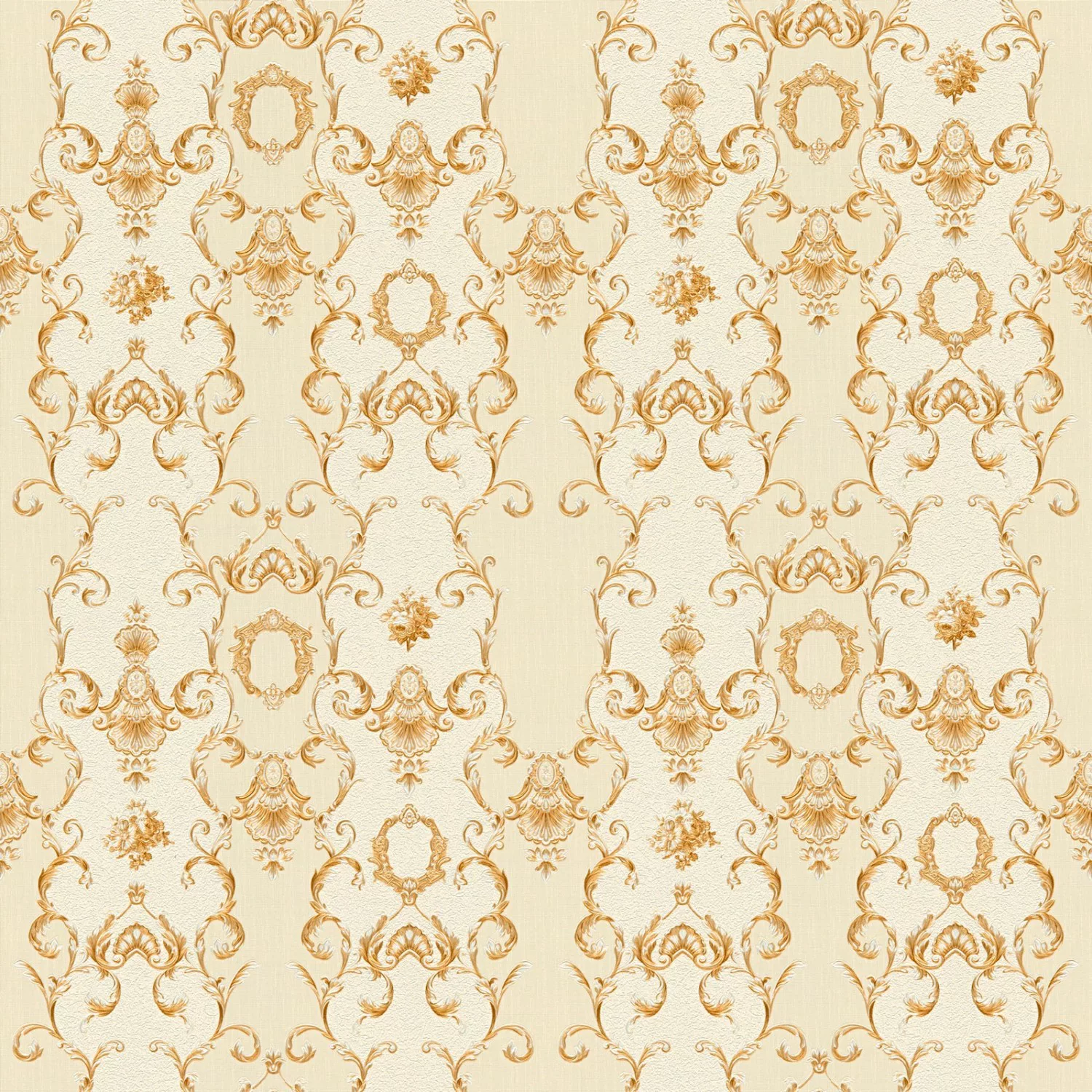 Bricoflor Tapete mit Gold Ornament Creme Vliestapete mit Barock Muster aus günstig online kaufen