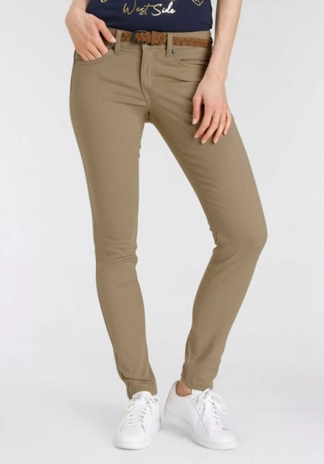 DELMAO Slim-fit-Jeans, (Set, 2 tlg., mit Gürtel), mit modischem Flechtgürte günstig online kaufen