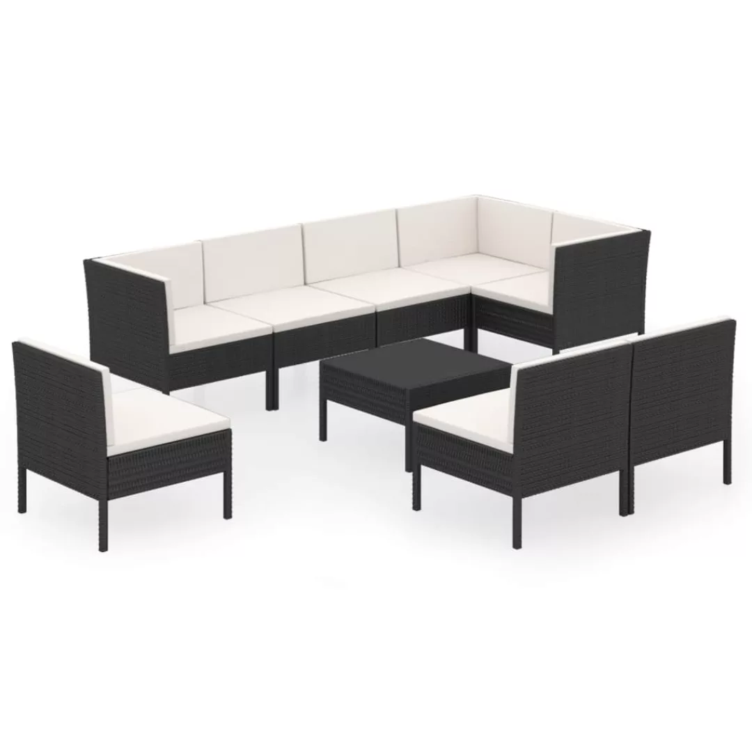 9-tlg. Garten-lounge-set Mit Auflagen Poly Rattan Schwarz günstig online kaufen