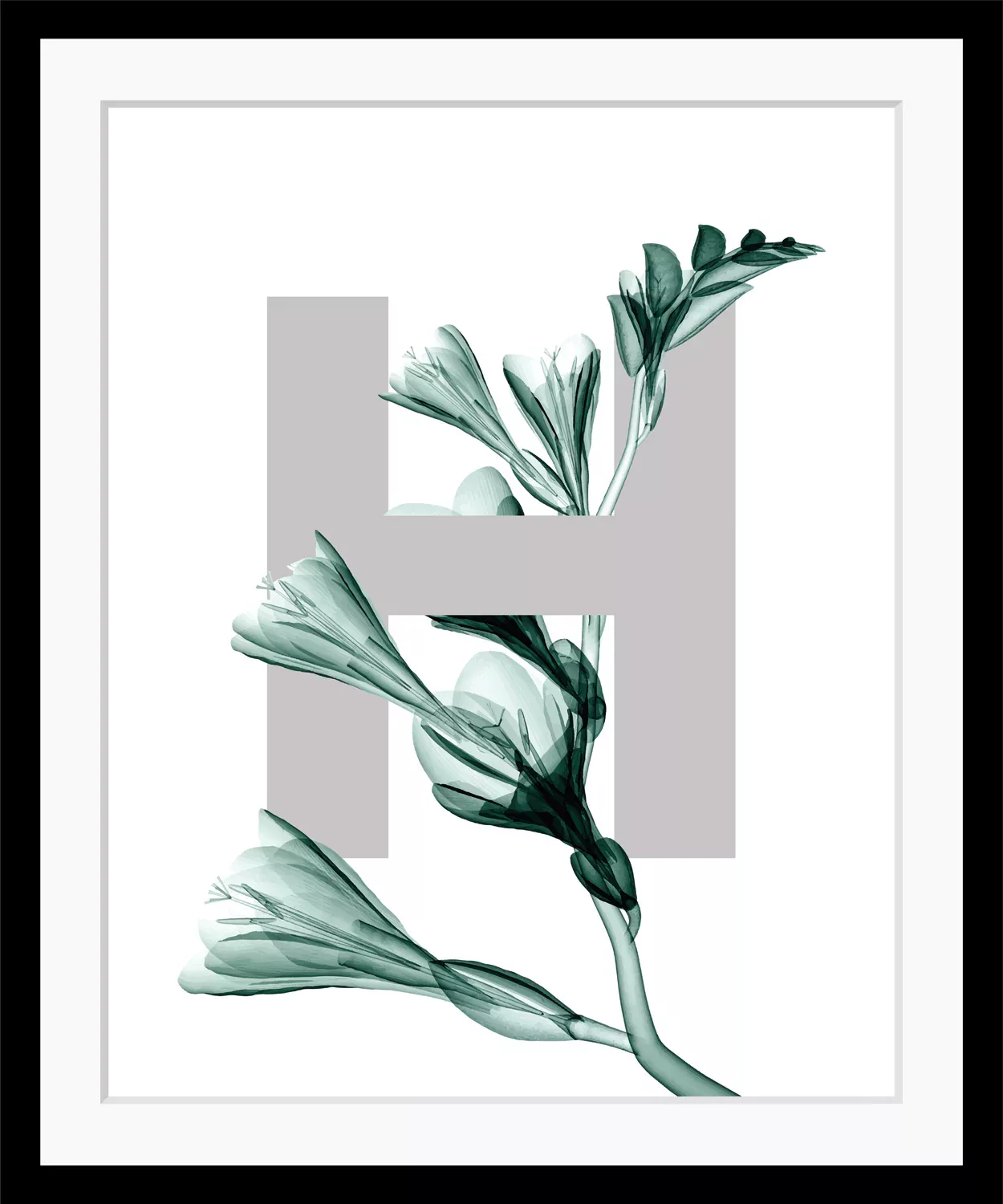 queence Bild "H-Flower", Buchstaben, Blätter, gerahmt, Blume günstig online kaufen