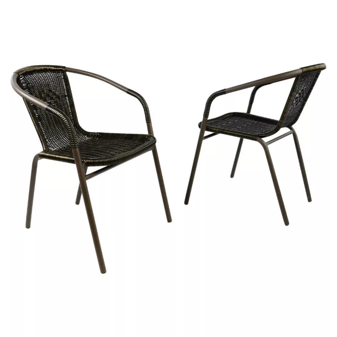 VCM Bistrostuhl-Set dunkelbraun Polyrattan B/H/T: ca. 53x73x60 cm günstig online kaufen