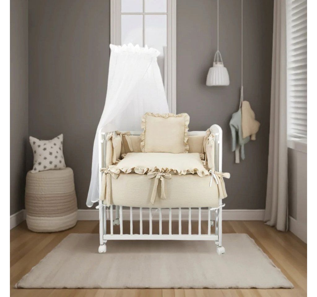 Babyhafen Beistellbett Stubenwagen Musselin Beige Ecru Babybett Zustellbett günstig online kaufen