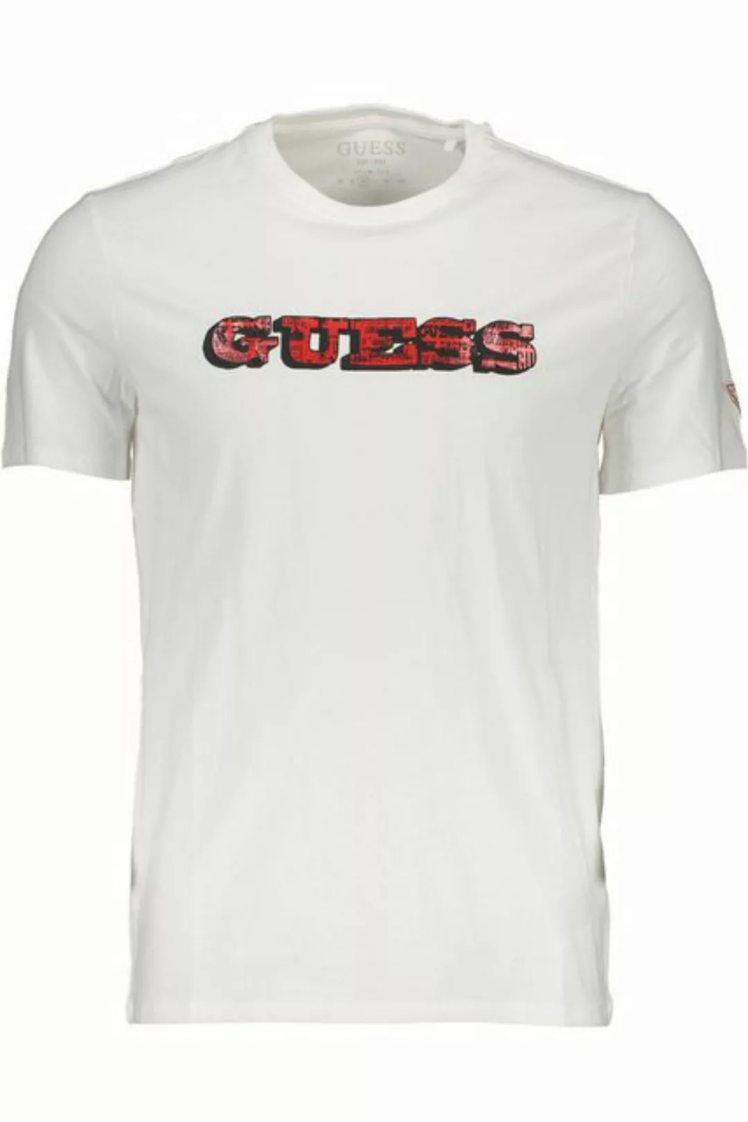 GUESS JEANS T-Shirt Weißes Herren T-Shirt mit Print und Rundhals, Slim günstig online kaufen