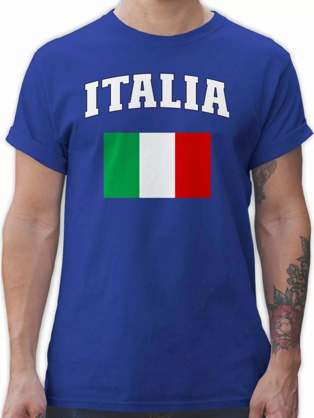 Shirtracer T-Shirt Italia Schriftzug mit Flagge, Italien, Italy 2024 Fussba günstig online kaufen