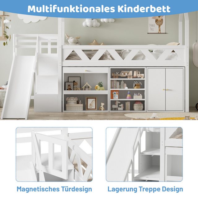 Odikalo Kinderbett Einzelbett mit Rutsche und magnetischer Tür,ohne Matratz günstig online kaufen