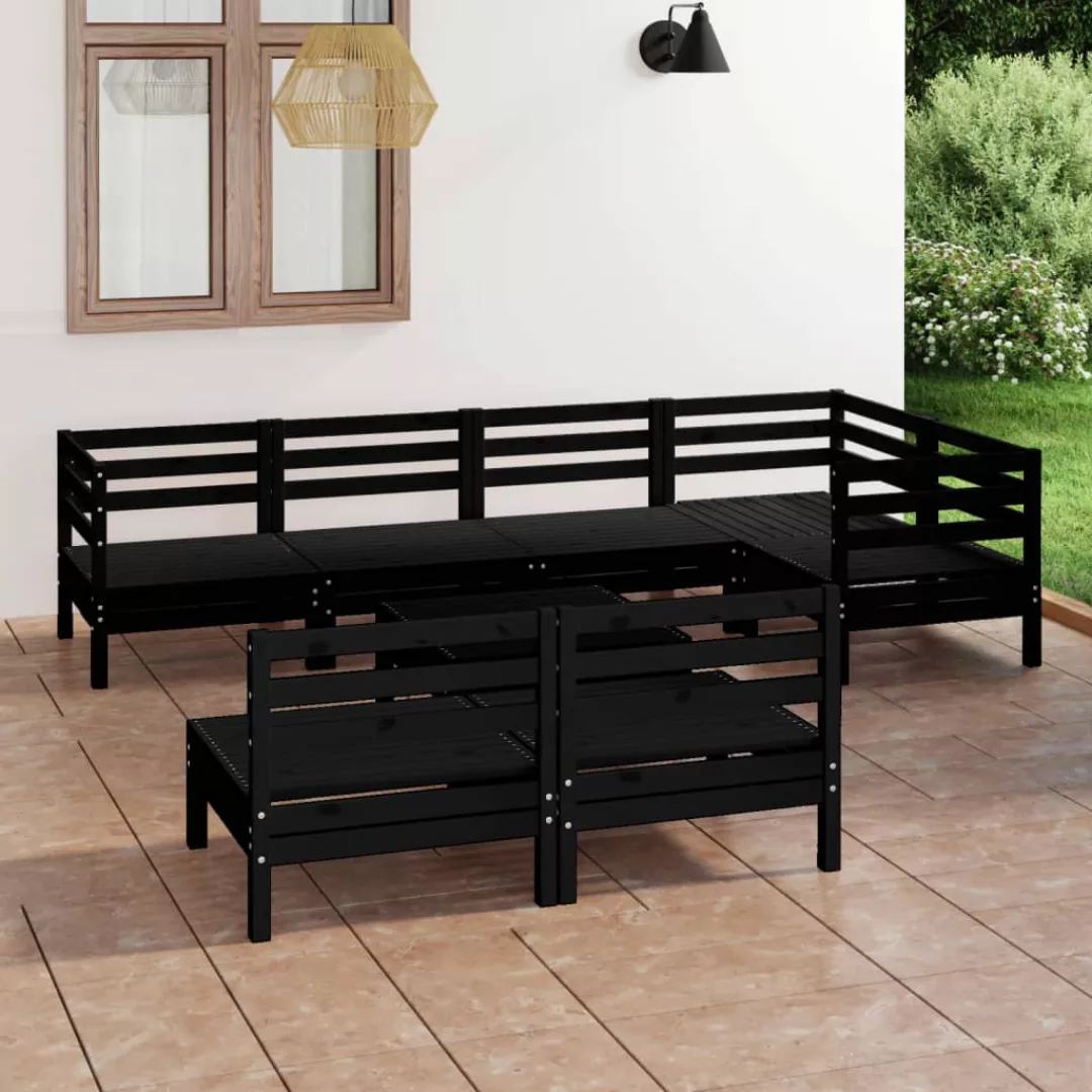 8-tlg. Garten-lounge-set Massivholz Kiefer Schwarz günstig online kaufen