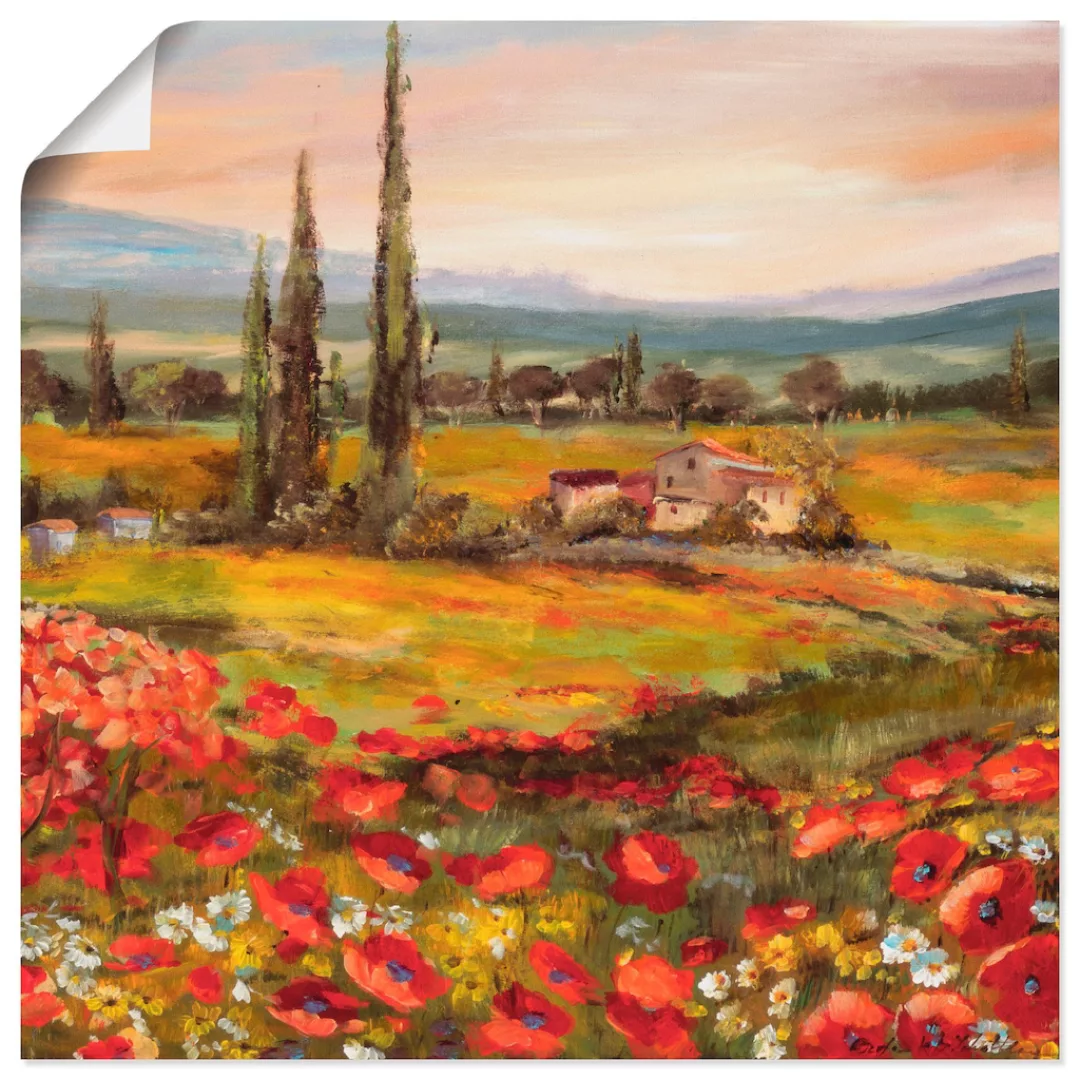 Artland Wandbild »Mohnblumen und Zypressen«, Felder, (1 St.), als Leinwandb günstig online kaufen
