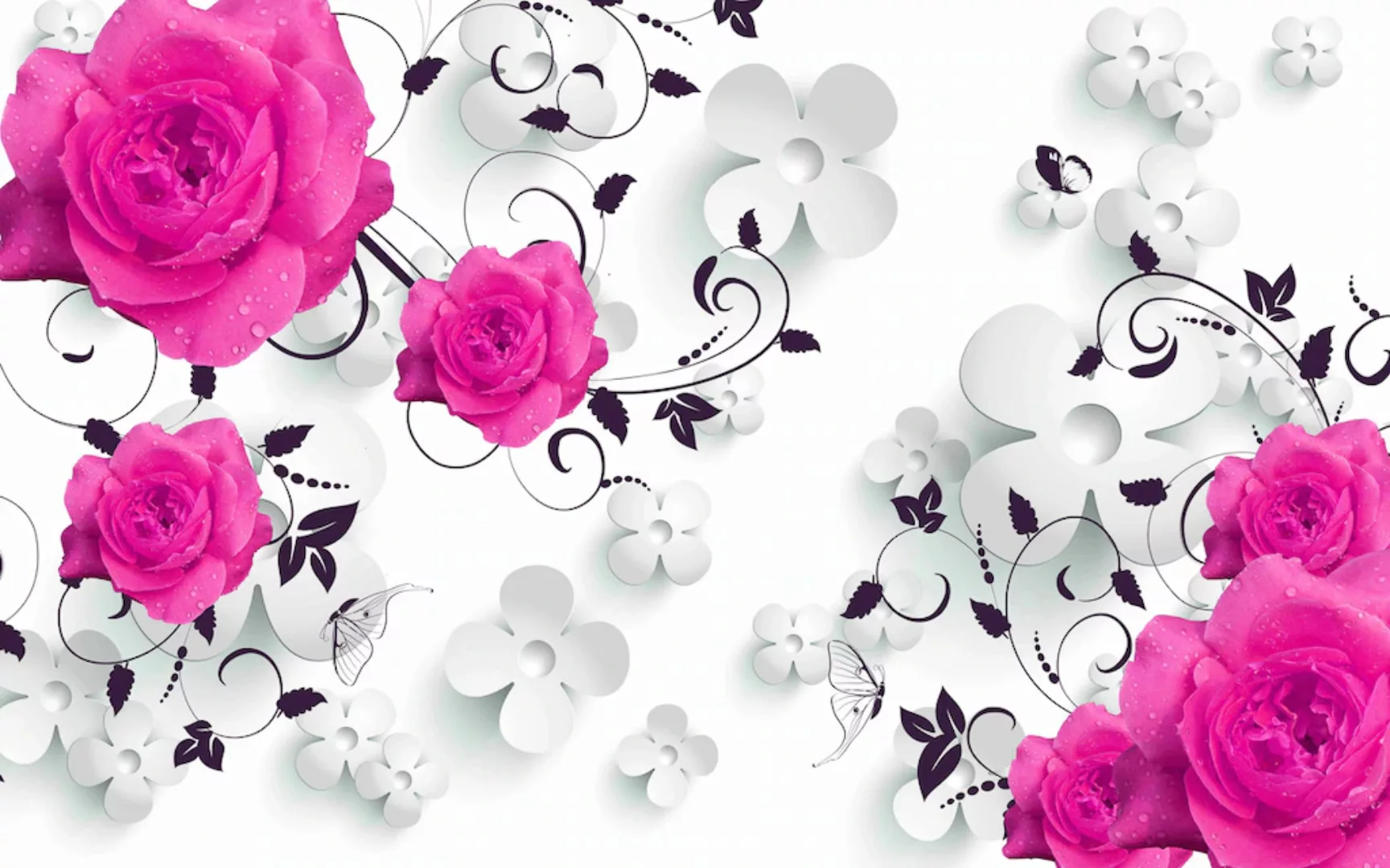 Papermoon Fototapete »Muster mit Rosen« günstig online kaufen