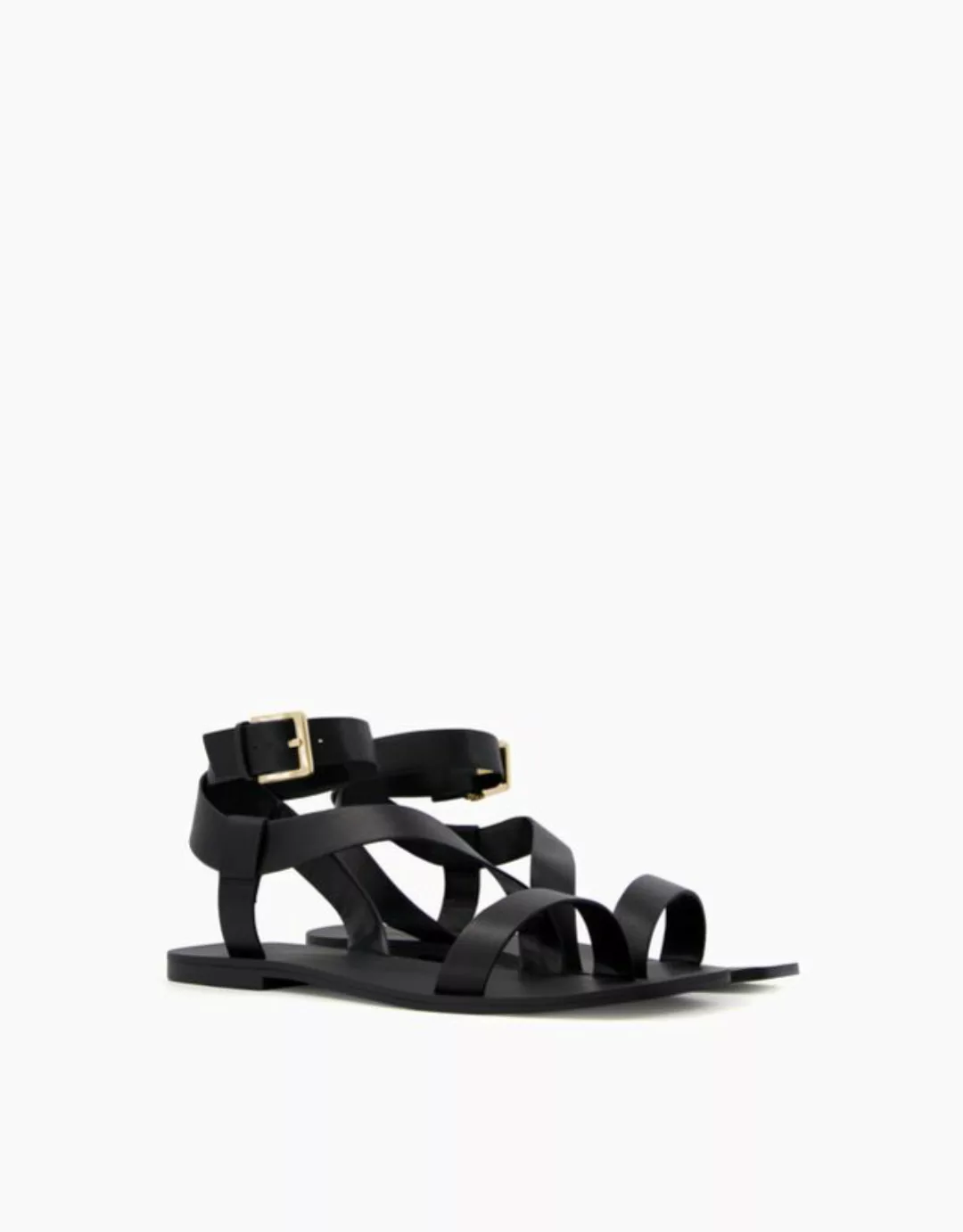 Bershka Flache Sandalen Mit Knöchelriemchen Damen 37 Schwarz günstig online kaufen