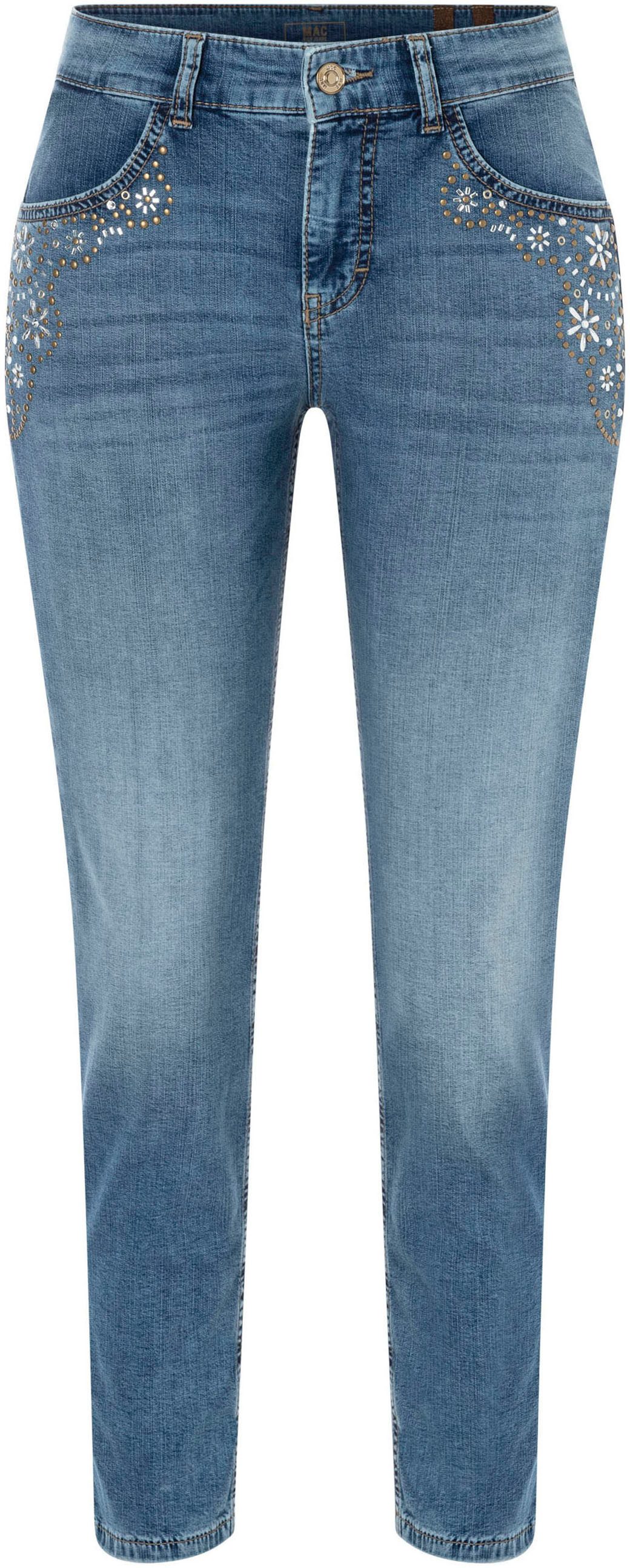 MAC Slim-fit-Jeans "RICH SLIM 7/8 flower", mit Schmucksteinen günstig online kaufen