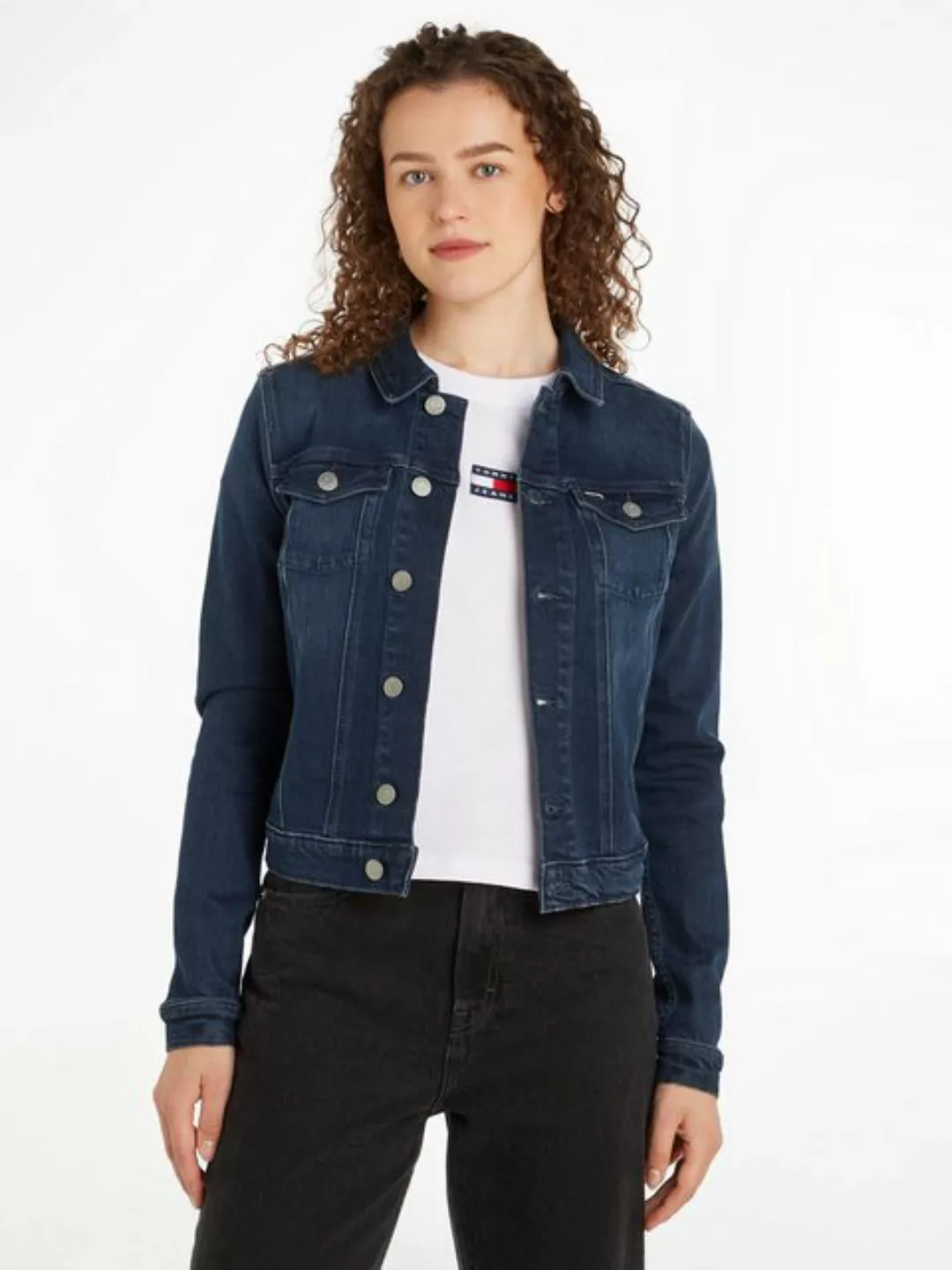 Tommy Jeans Jeansjacke VIVIANNE SKN JACKET CH8168 mit Tommy Jeans Flagge günstig online kaufen