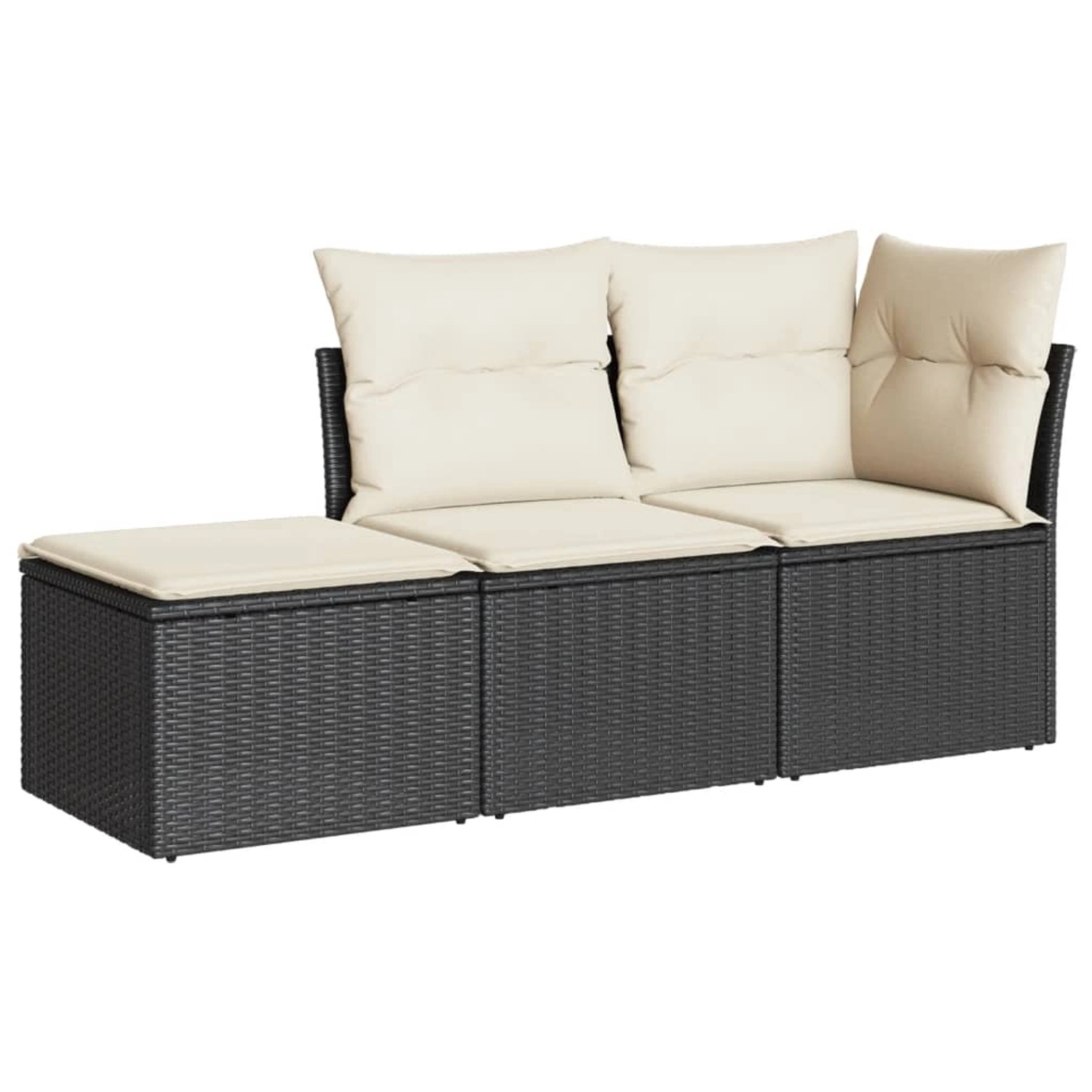 vidaXL 3-tlg Garten-Sofagarnitur mit Kissen Schwarz Poly Rattan Modell 9 günstig online kaufen