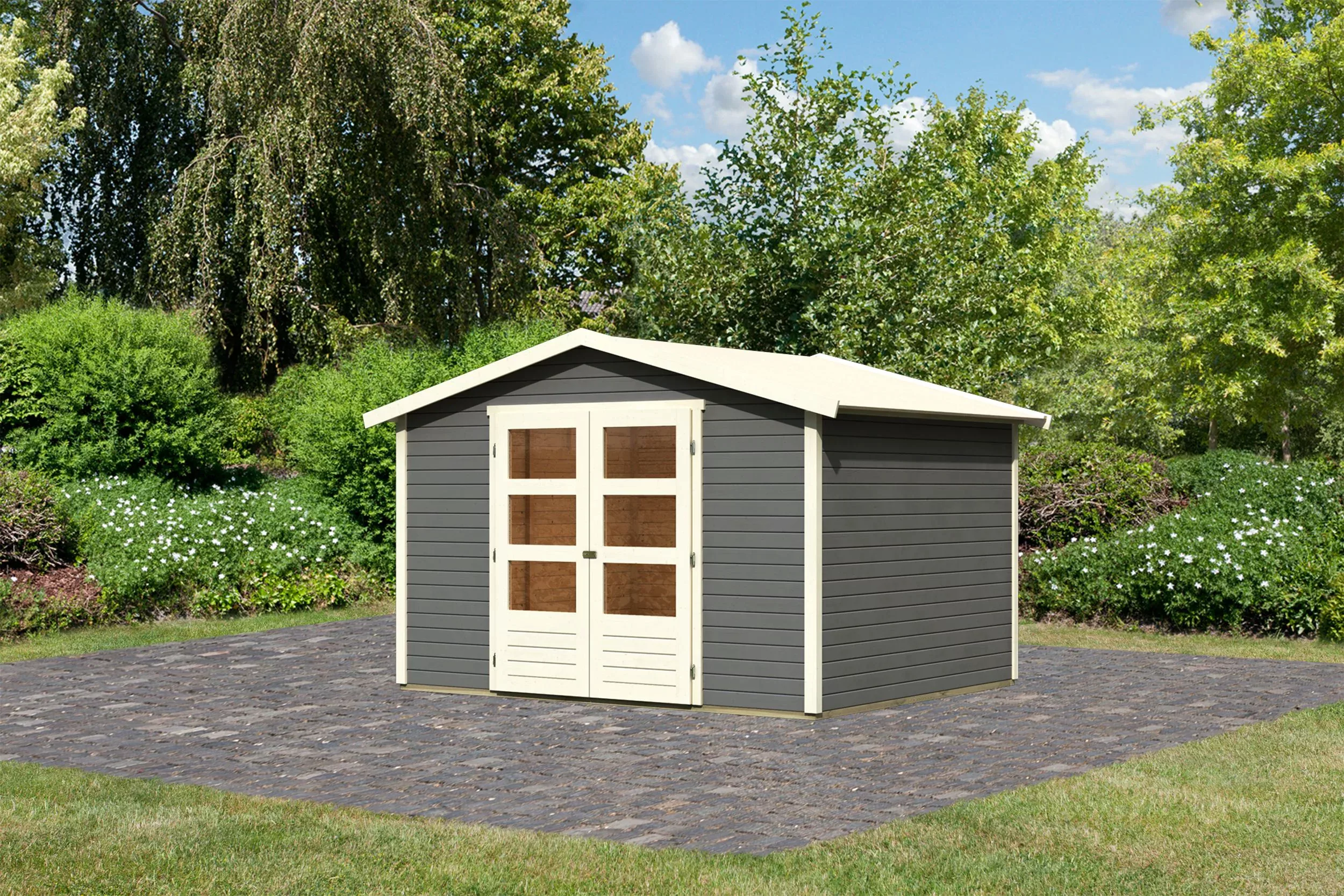 Karibu Gartenhaus ""Amberg 4"", naturbelassen, anthrazit oder terragrau günstig online kaufen