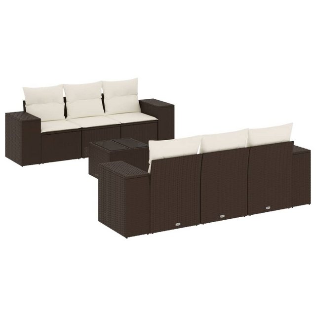 vidaXL Sofaelement 7-tlg. Garten-Sofagarnitur mit Kissen Braun Poly Rattan günstig online kaufen