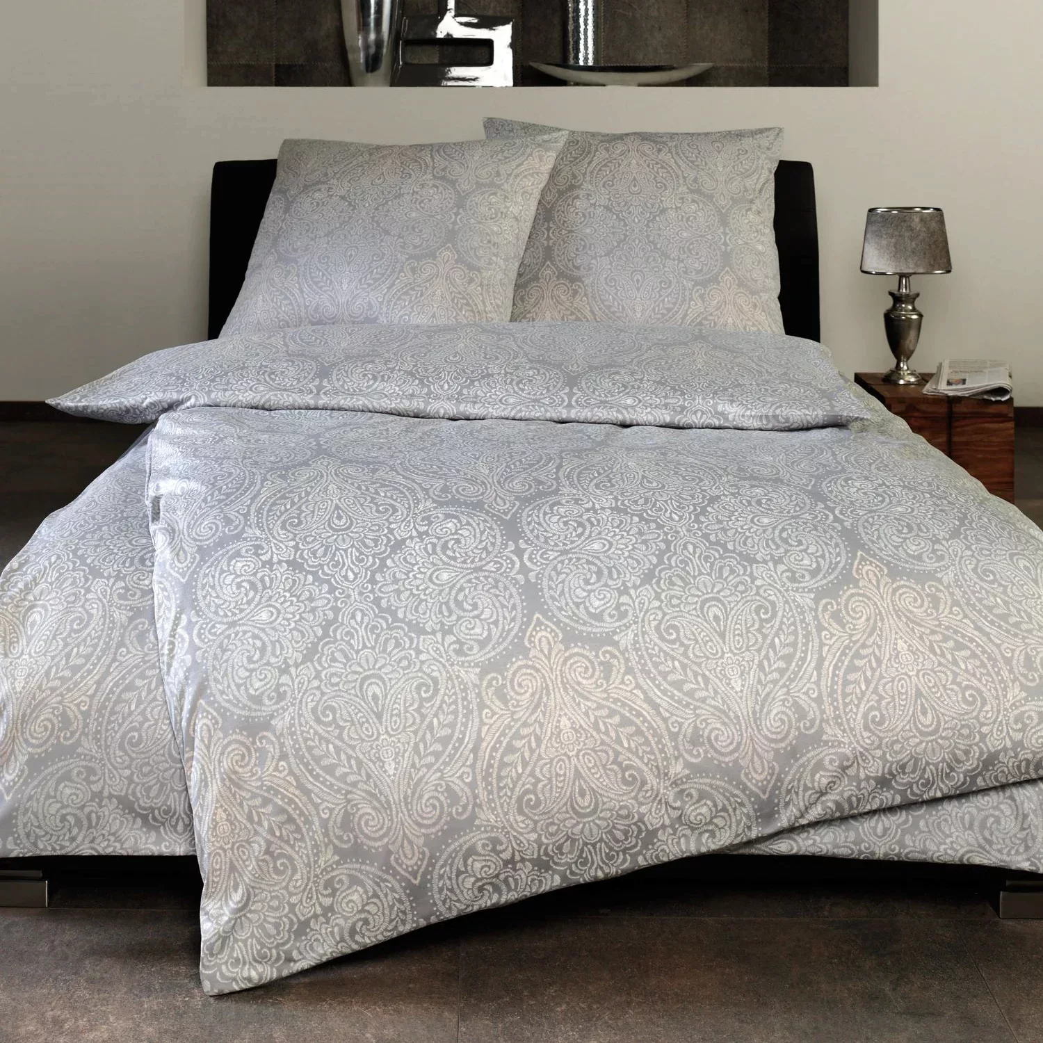 Estella Interlock Jersey Bettwäsche 6422-820 silber Ornamente 135x200 günstig online kaufen