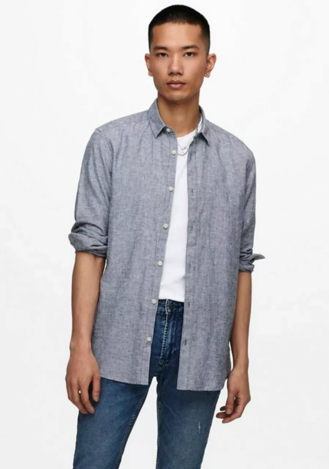 ONLY & SONS Langarmhemd ONSCAIDEN LS SOLID LINEN SHIRT NOOS günstig online kaufen