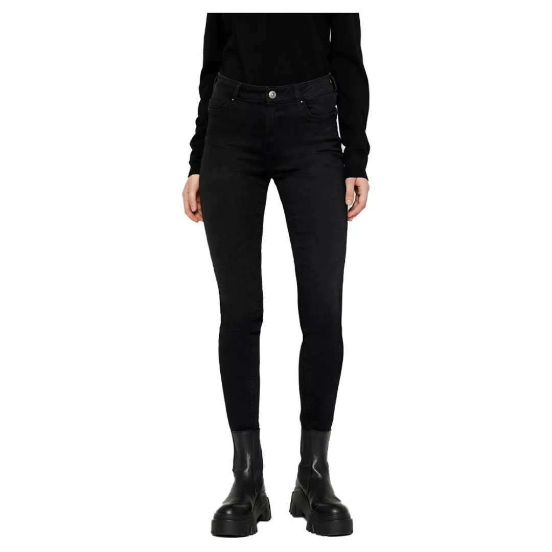 Pieces Delly Skinny Mid Waist Jeans XL Black günstig online kaufen
