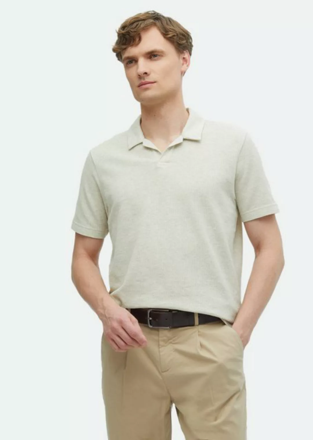 RAMSEY Poloshirt Jacquard-T-Shirt mit Polokragen aus 100 % Baumwolle günstig online kaufen