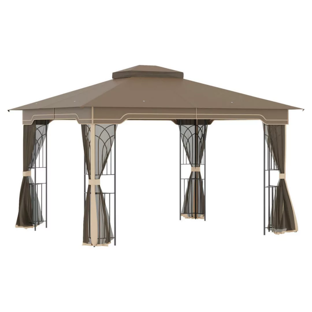 Outsunny Pavillon braun Metall B/H/L: ca. 300x270x365 cm günstig online kaufen