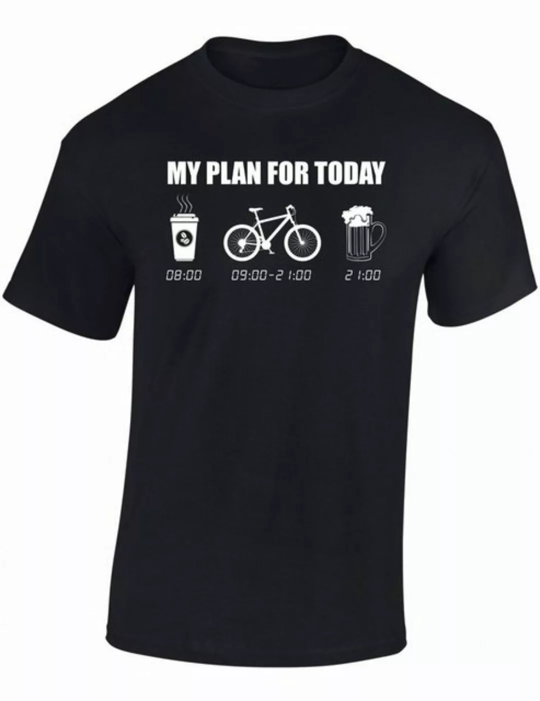 Baddery Print-Shirt Fahrrad T-Shirt : My plan for today : Fahrradfahren - S günstig online kaufen