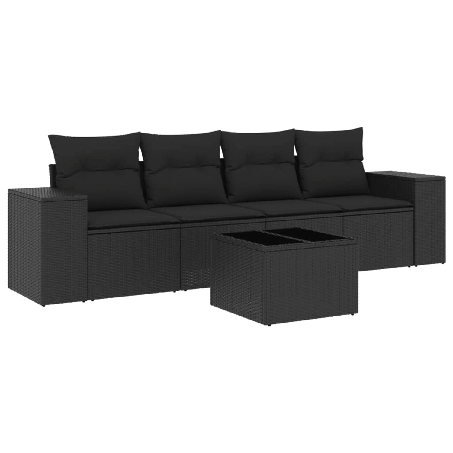 vidaXL 5-tlg Garten-Sofagarnitur mit Kissen Schwarz Poly Rattan Modell 132 günstig online kaufen