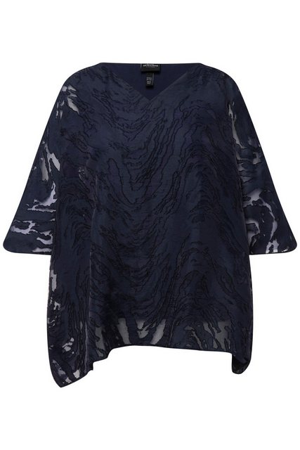 Ulla Popken Druckbluse Tunika Marmor-Design Oversized V-Ausschnitt günstig online kaufen