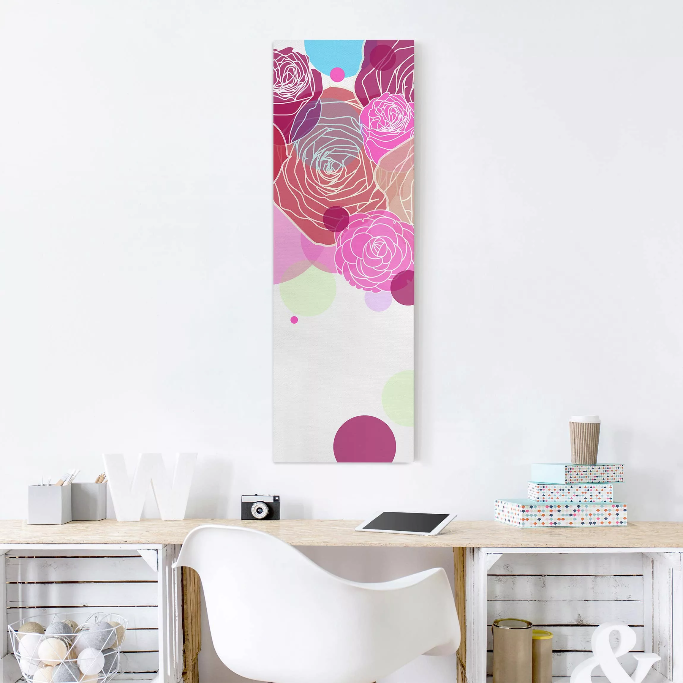 Leinwandbild Blumen - Hochformat Roses and Bubbles günstig online kaufen