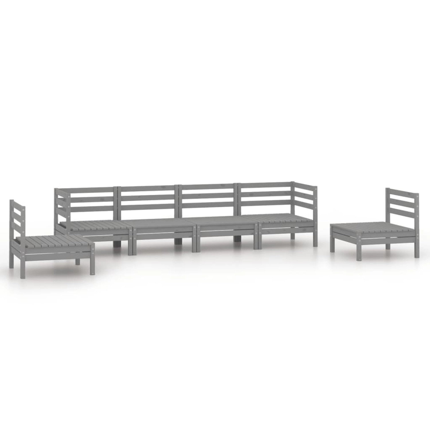 6-tlg. Garten-lounge-set Grau Kiefer Massivholz günstig online kaufen