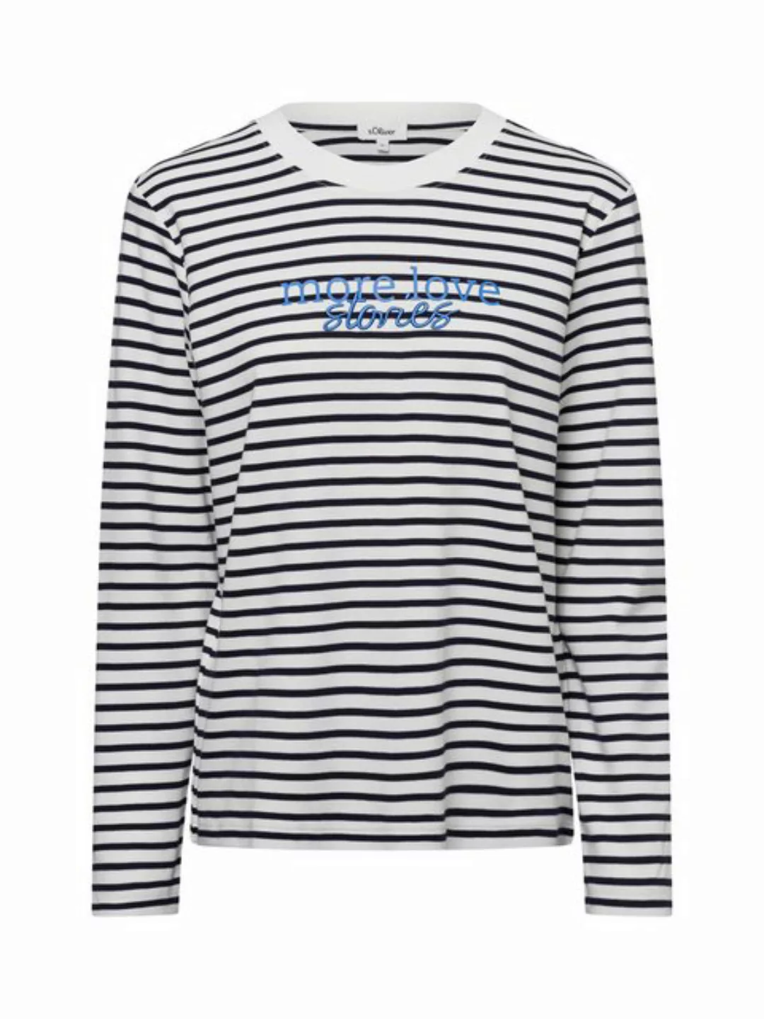 s.Oliver Langarmshirt - Geringeltes Langarmshirt aus Flammgarn mit U-Boot-A günstig online kaufen