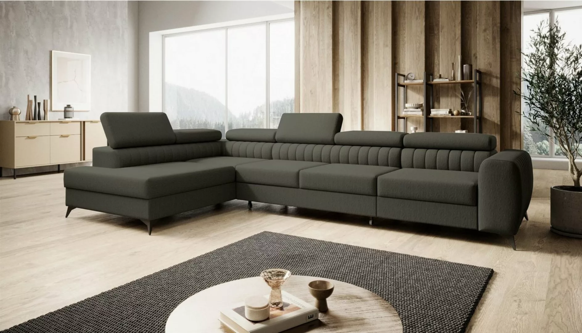 Fun Möbel Ecksofa Schlafsofa Sofa FARGO MAX in Stoff Vogue Ottomane Rechts günstig online kaufen