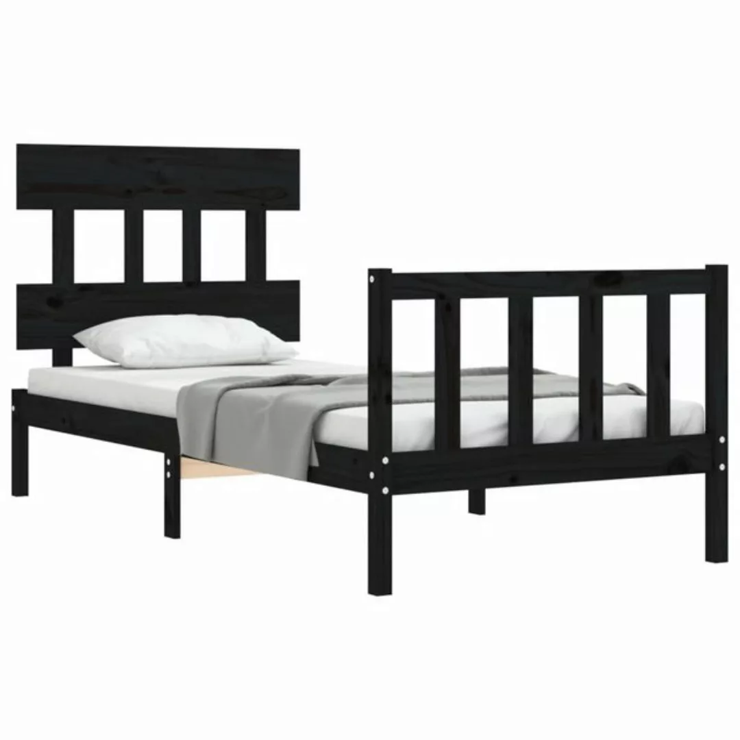 vidaXL Bett Massivholzbett mit Kopfteil Schwarz günstig online kaufen