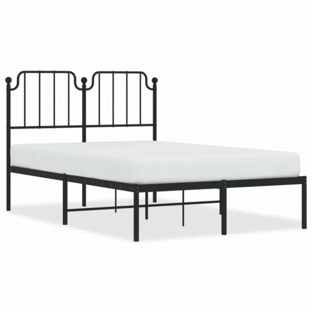 vidaXL Bettgestell, Bettrahmen mit Kopfteil Metall Schwarz 120x190 cm günstig online kaufen