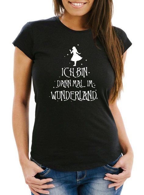 MoonWorks Print-Shirt Damen T-Shirt ich bin dann mal im Wunderland Spruch F günstig online kaufen
