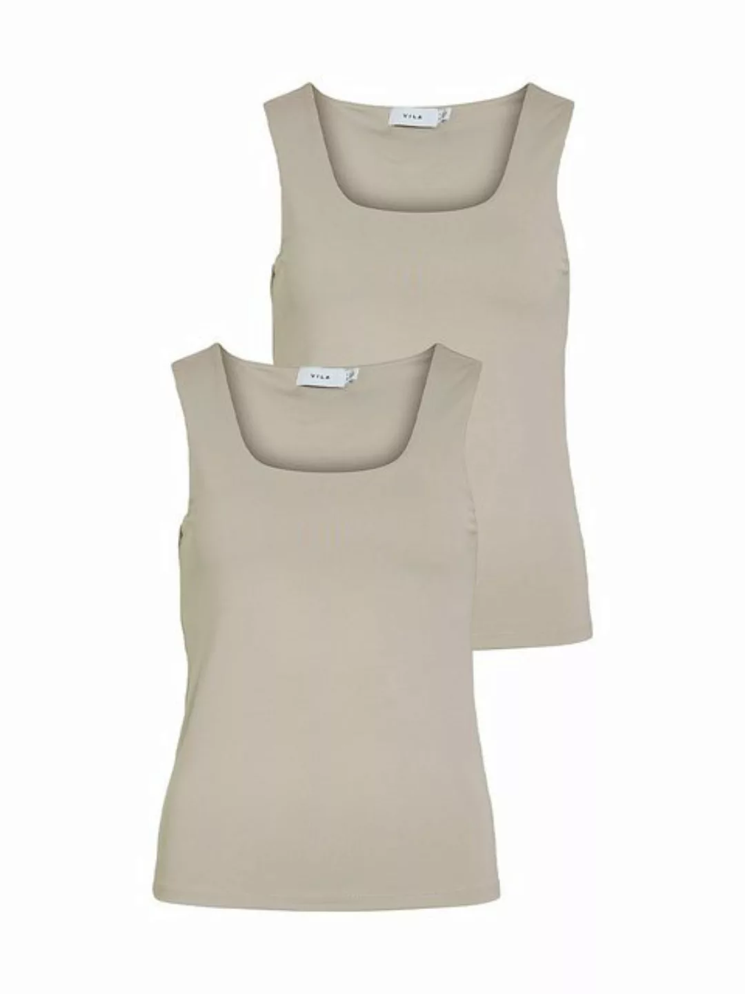 Vila Shirttop 2er-SET Tank Top Bluse Figurbetont (2-tlg) VIKENZA U-NECK S/L günstig online kaufen