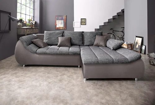 INOSIGN Ecksofa »Imola elegant und bequem, aktuelle Steppung im Sitz, L-For günstig online kaufen