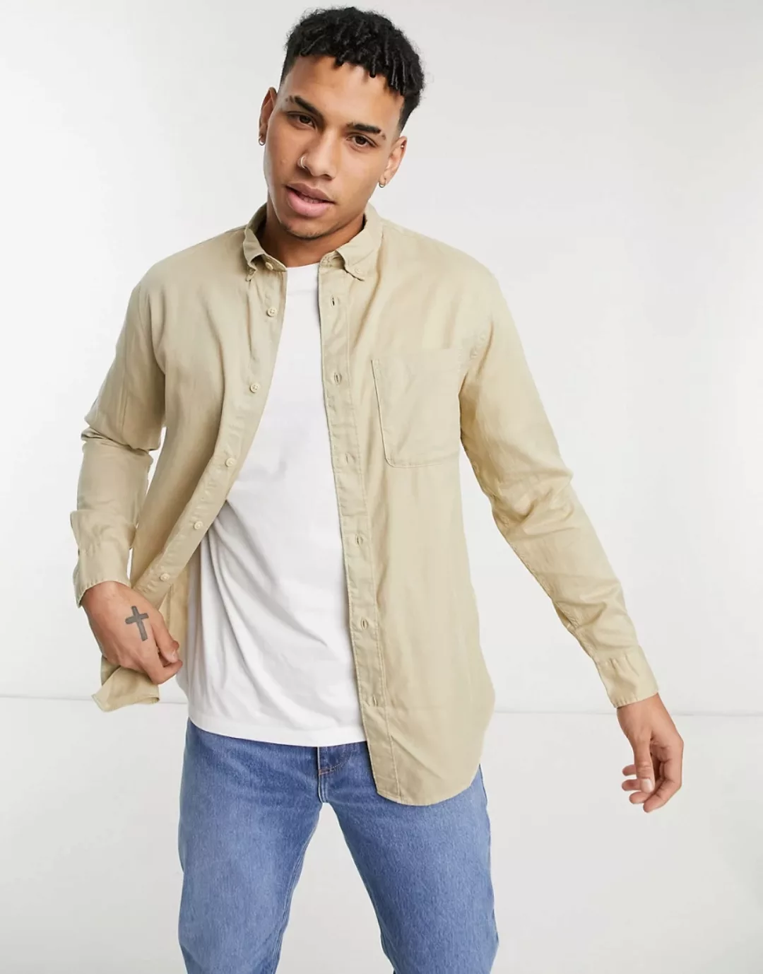 Selected Homme – Hemd in Beige-Neutral günstig online kaufen