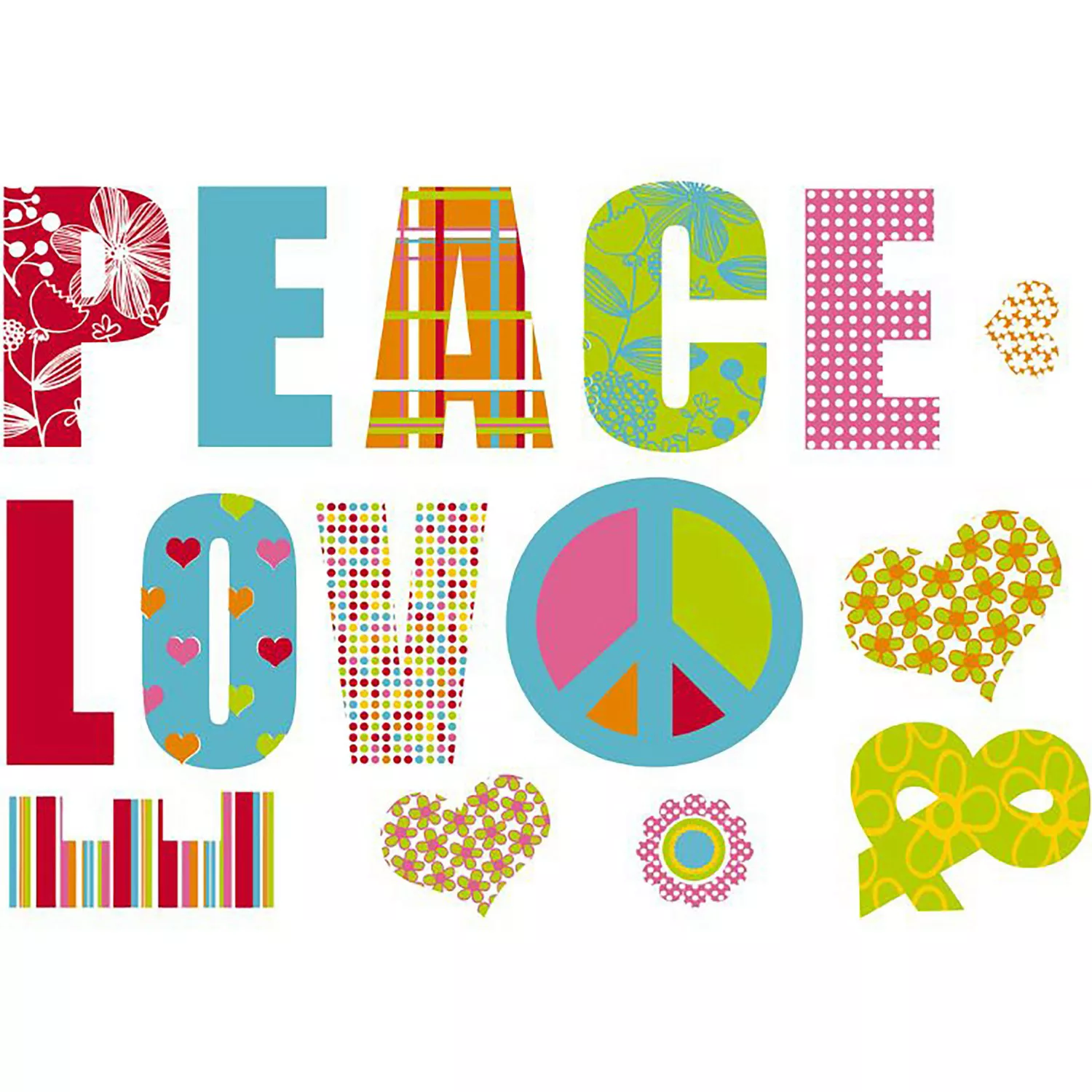 Komar Wandtattoo "Love and Peace - Größe 100 x 70 cm", (15 St.), selbstkleb günstig online kaufen