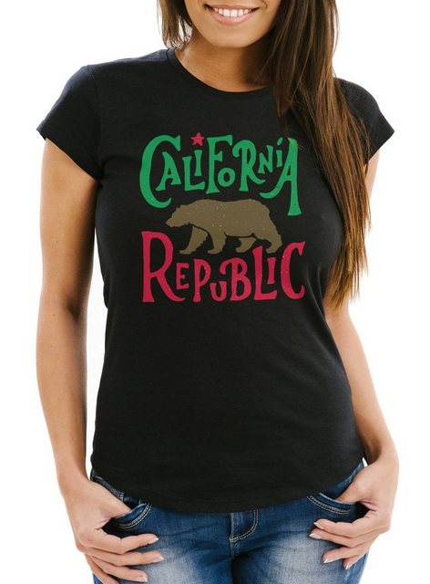 Neverless Print-Shirt Damen T-Shirt California Republic Bär Grizzlybär Kali günstig online kaufen