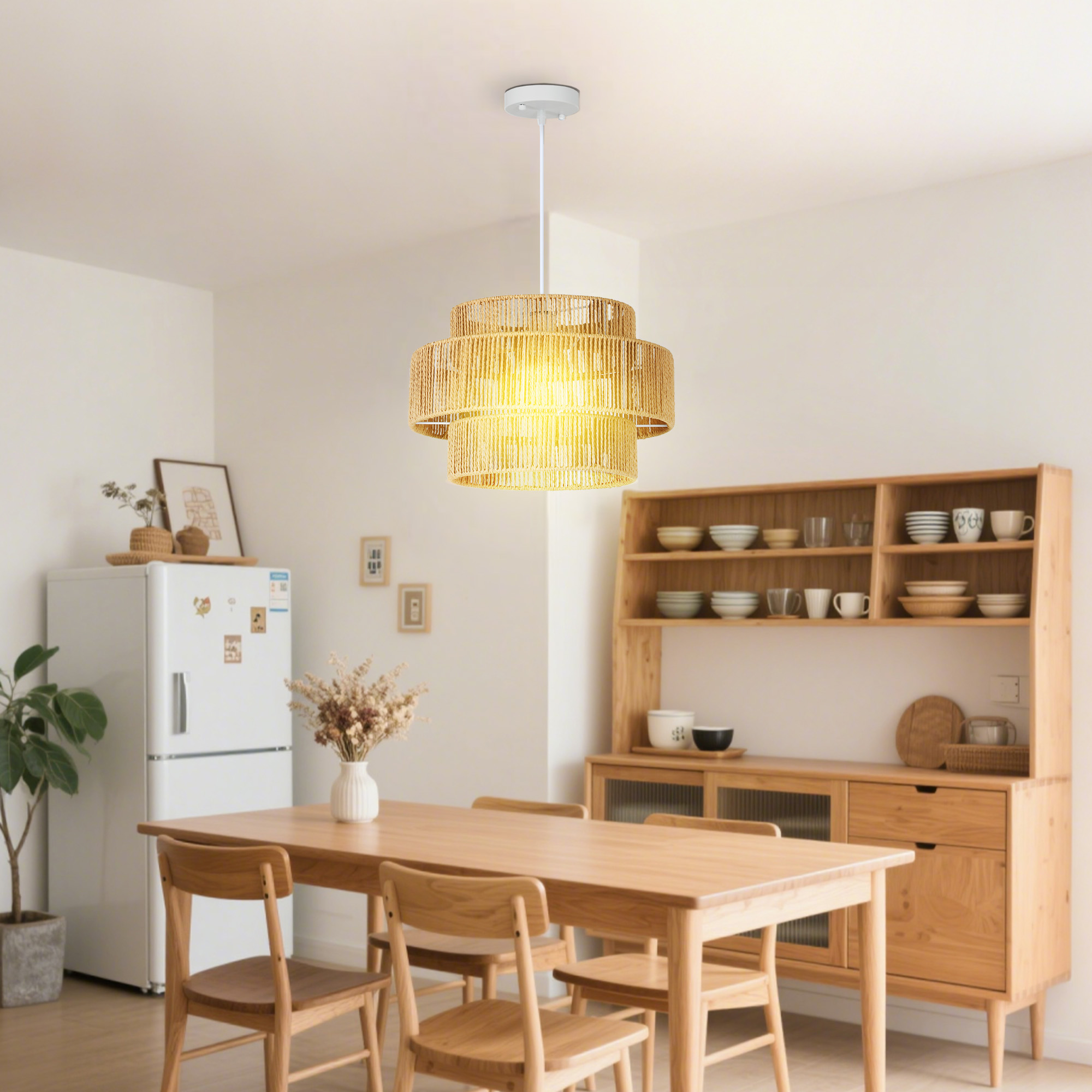 HOMCOM Pendelleuchte Hängelampe mit E27 Fassung, Boho-Stil, Hängeleuchte De günstig online kaufen