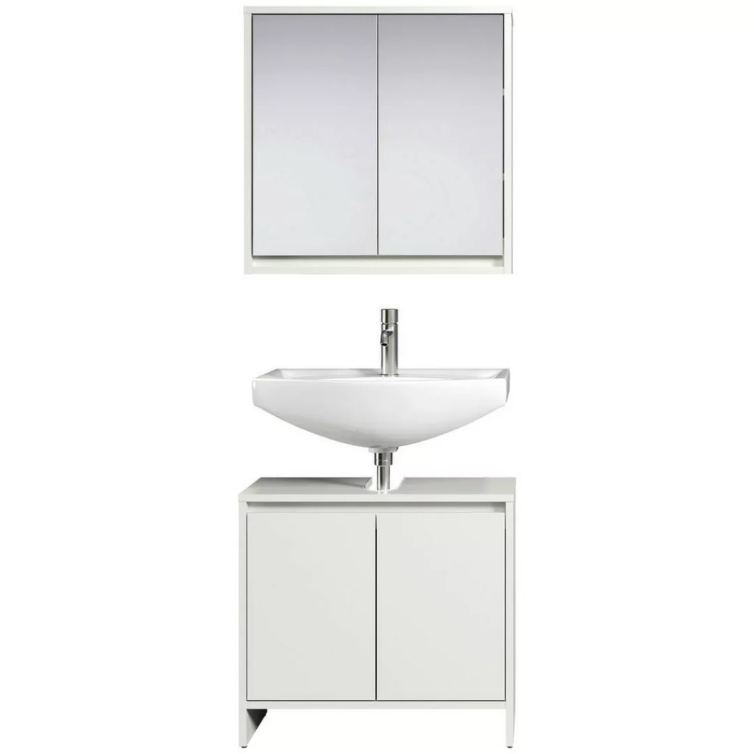 Badezimmer-Set Basix weiß matt grau B/H/T: ca. 60x164x28 cm günstig online kaufen