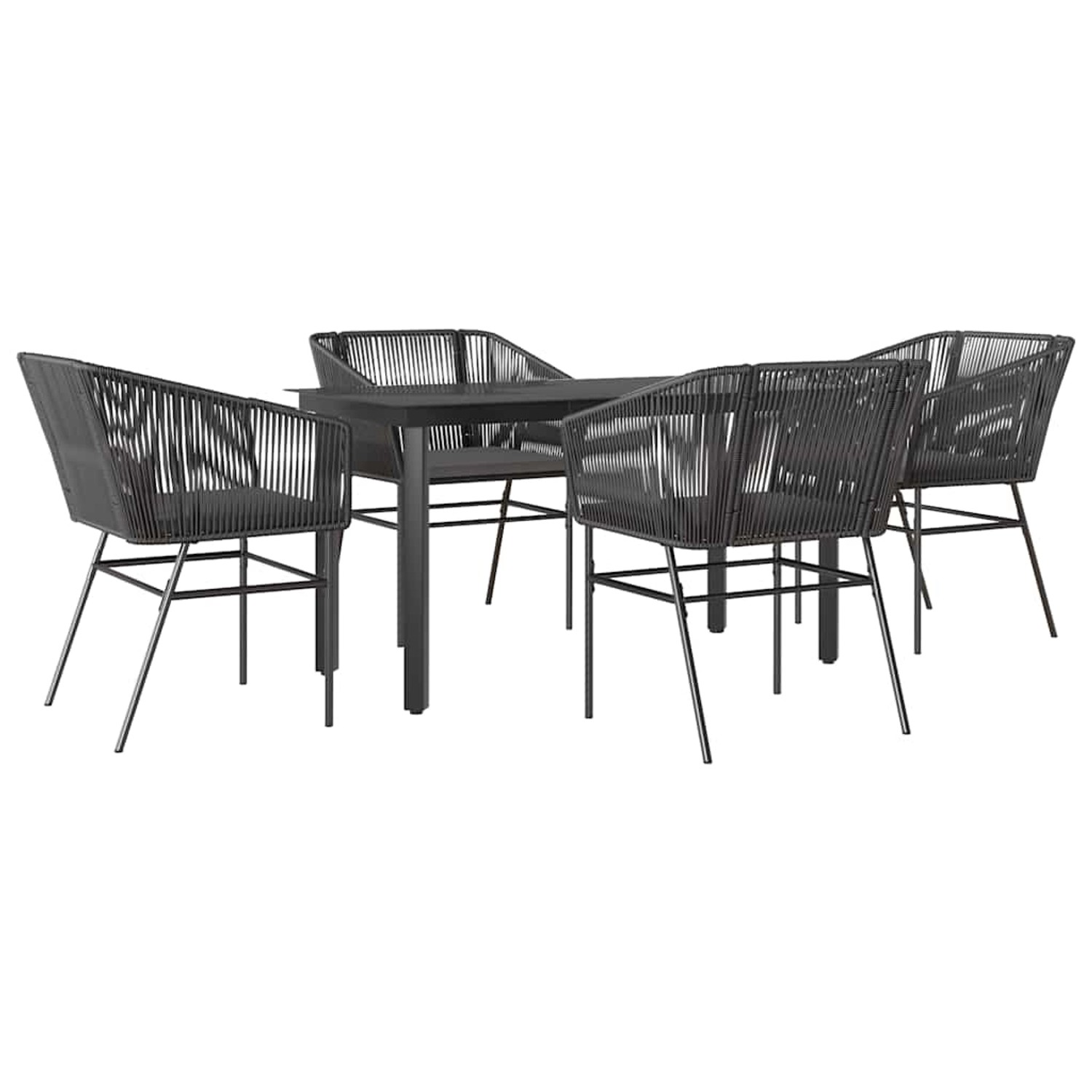 vidaXL 5-Tlg Garten-Essgruppe mit Kissen Schwarz Poly Rattan Glas 3334613 günstig online kaufen