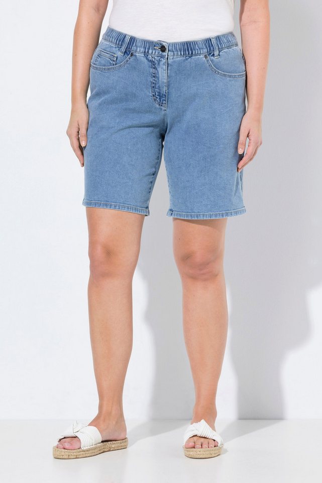 Ulla Popken 5-Pocket-Jeans Jeansbermuda gerades Bein Komfortbund Biobaumwol günstig online kaufen