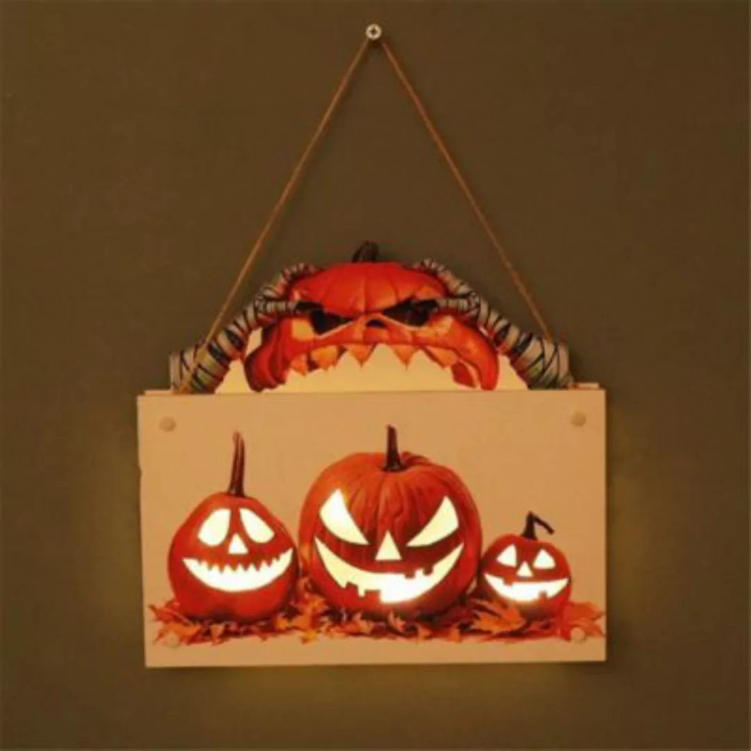 Vicabo Halloween Holzschild mit LED Beleuchtung Türschild Dekoschild Hänged günstig online kaufen