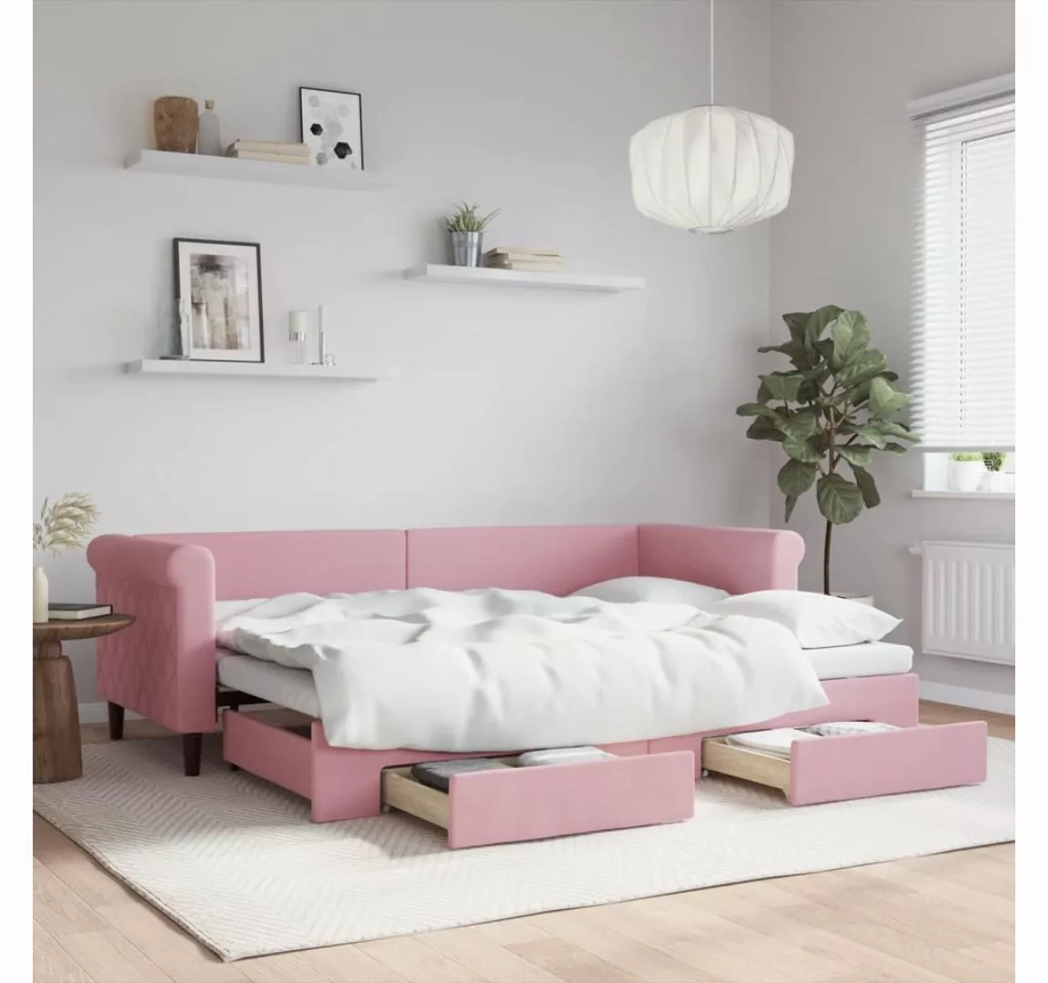 vidaXL Gästebett Gästebett Tagesbett Ausziehbar mit Schubladen Rosa 80x200 günstig online kaufen