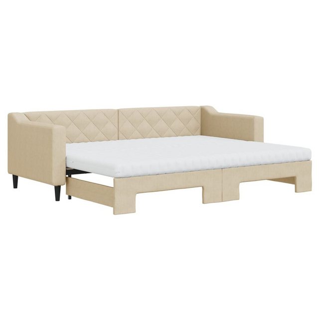 vidaXL Gästebett Gästebett Tagesbett Ausziehbar mit Matratzen Creme 80x200 günstig online kaufen