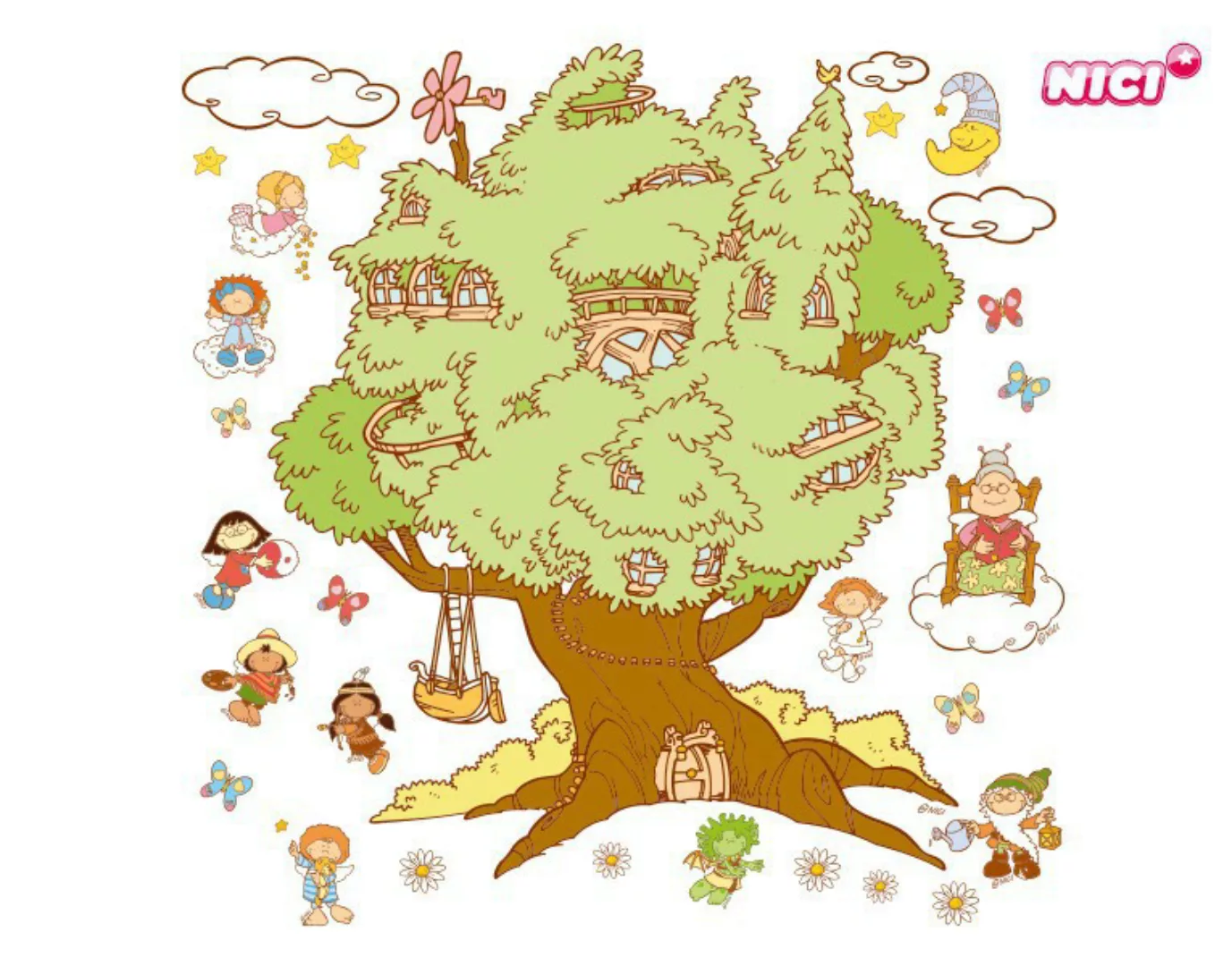 Wandtattoo Kinderzimmer NICI - Little Wingels Baum Immerda günstig online kaufen